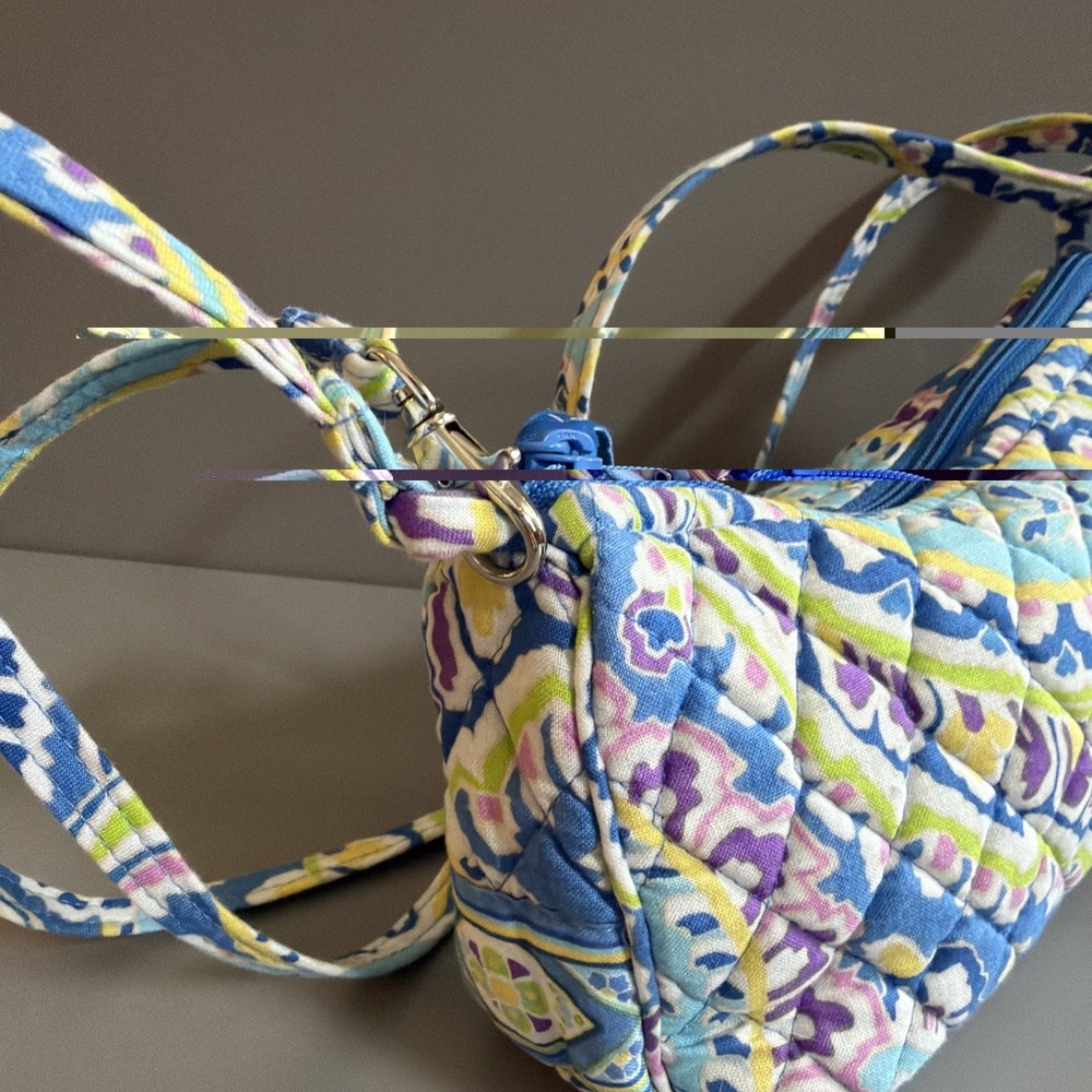 Vera Bradley Capri Blue Crossbody Shoulder Bag Purse Paisley Small Cotton - Picture 8 of 11